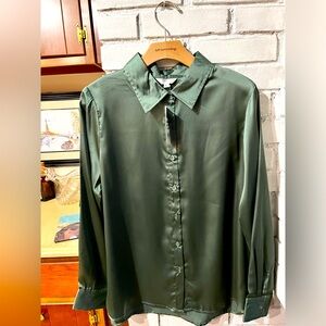 Sage Green silk like blouse.  So sexy.   Rand new with rages